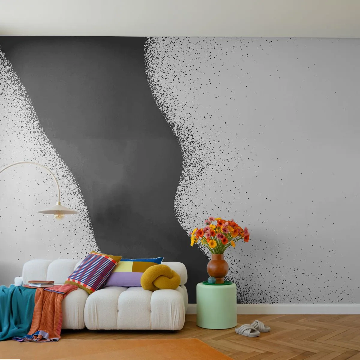 Fototapete Premium Canvas - Flüssiges Gleichgewicht - Abstraktion, Stück, Minimalismus - 400x280 cm