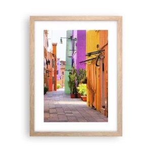 Poster in einem Rahmen aus heller Eiche - Regenbogengasse - 30x40 cm