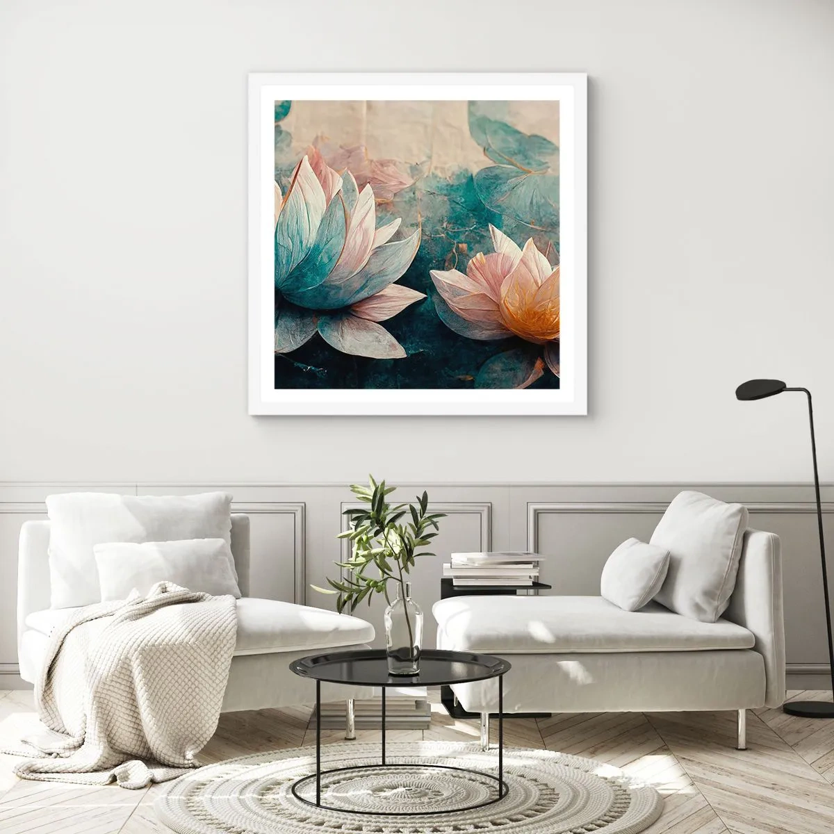 Poster in einem weißen Rahmen - Seesterne - 50x50 cm