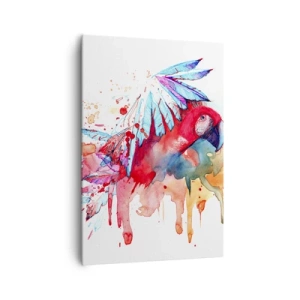 Bild auf Leinwand - Leinwandbild - Ein Papagei im künstlerischen Aquarellstil - 70x100cm - Bunte Papageien - Moderne Wanddekoration für Wohnzimmer und Schlafzimmer ARTTOR