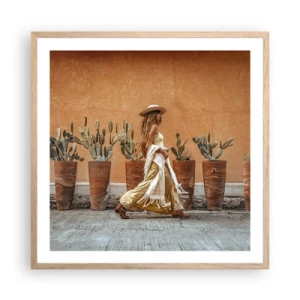 Poster in einem Rahmen aus heller Eiche - Hippie-Stil - 60x60 cm