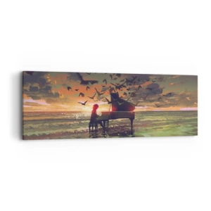 Bild auf Leinwand - Leinwandbild - Konzert für Klavier und Wellen - 90x30 cm