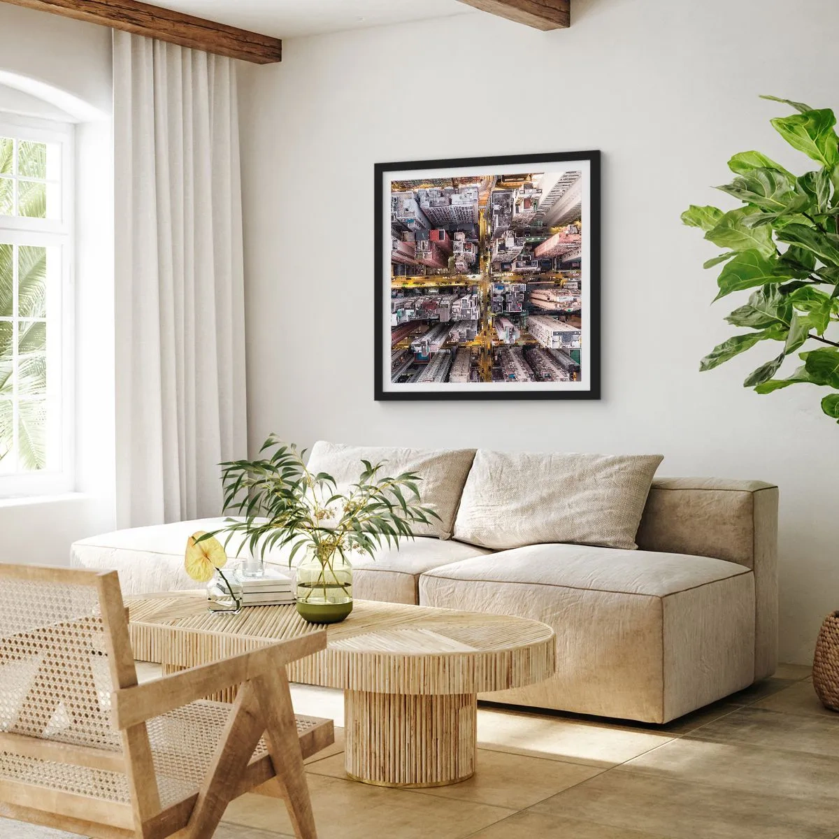 Poster in einem schwarzem Rahmen - Grüße aus Hongkong - 50x50 cm