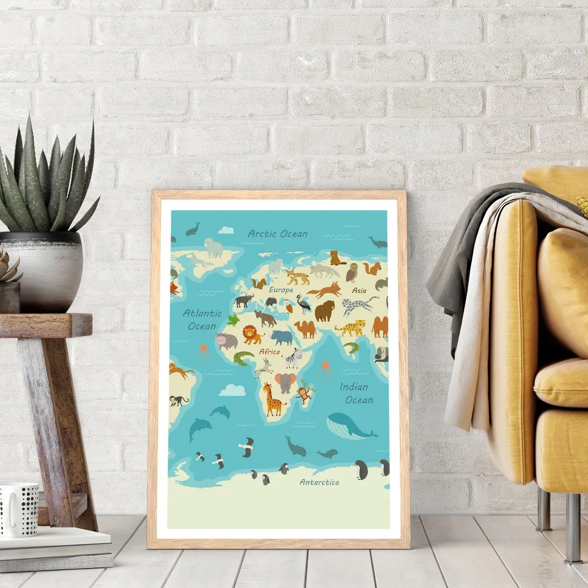 Poster in einem Rahmen aus heller Eiche - Gute Nachbarn - 30x40 cm