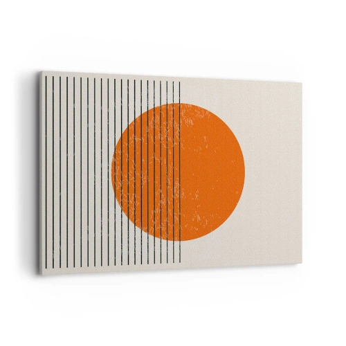 Bild auf Leinwand - Leinwandbild - Minimalistische Sonne mit geometrischen Linien - 100x70cm - Immer die Sonne - Moderne Wanddekoration für Wohnzimmer und Schlafzimmer ARTTOR
