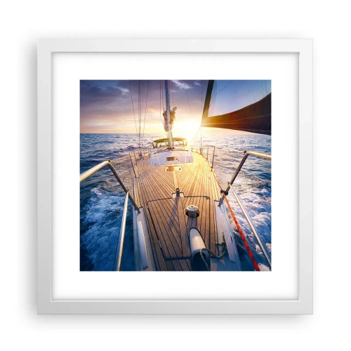 Poster in einem weißen Rahmen - Laufen unter den Wellen - 30x30 cm