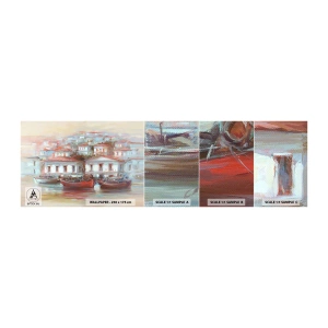 Fototapeten Muster Selbstklebend Deluxe Sticker - Glückliche Stadt - Die Architektur, Segelboot, Hafen - 100x30 cm