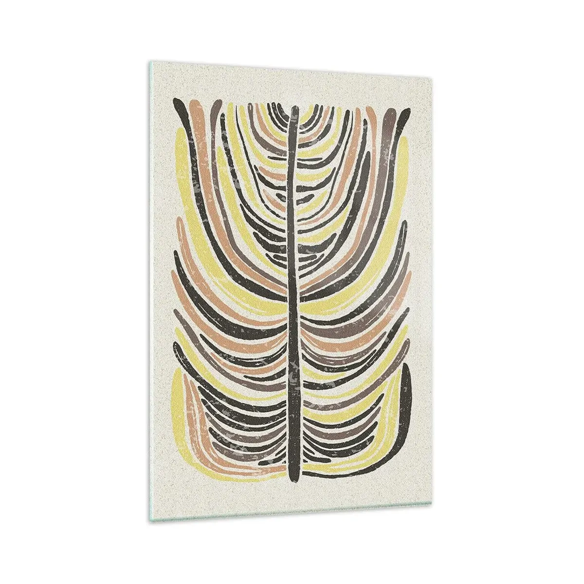 Glasbild - Bild auf glas - Abstraktes Blattmotiv in Erdtönen - 80x120cm - Abstraktion voller Leben - Moderne Wanddekoration für Wohnzimmer und Schlafzimmer ARTTOR