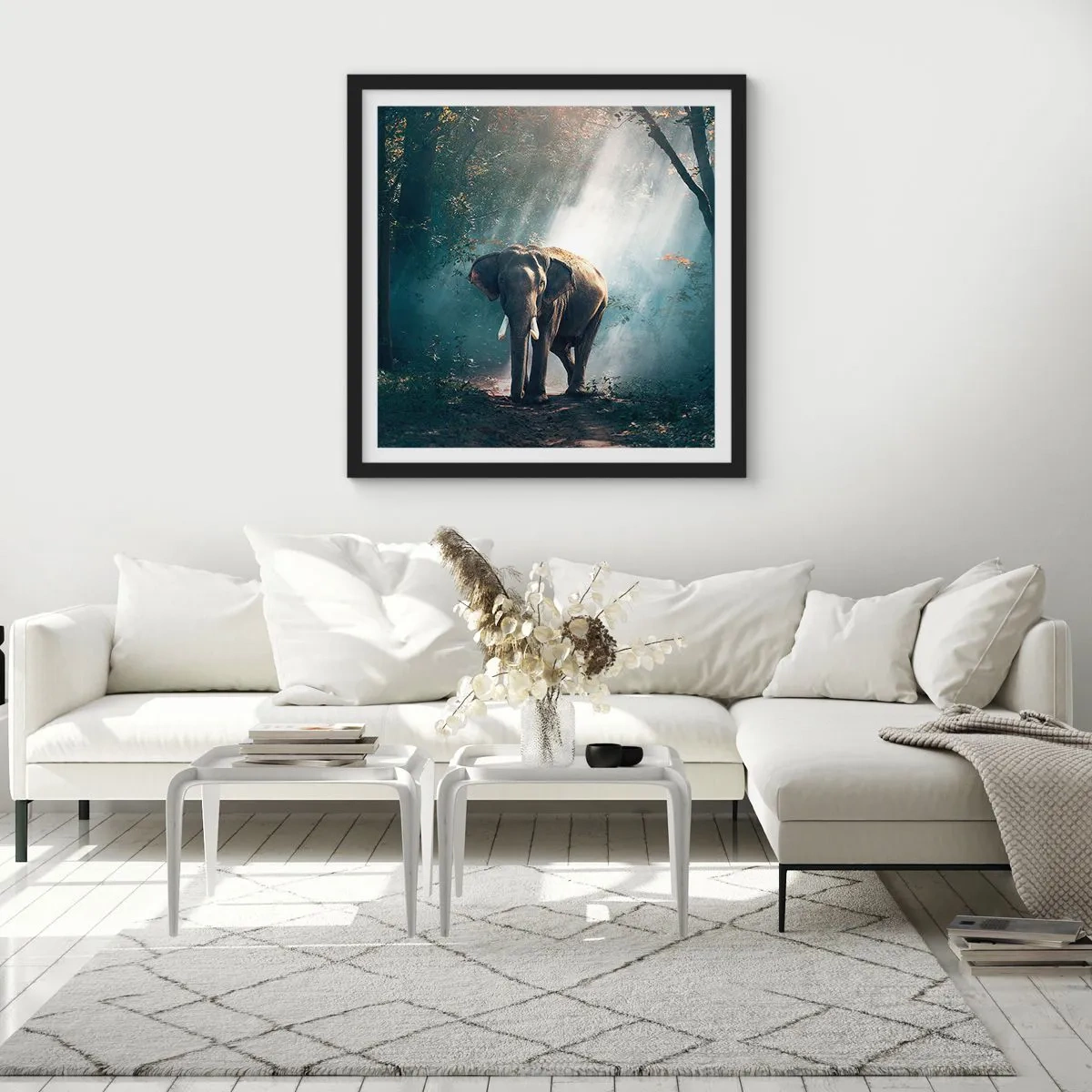 Poster in einem schwarzem Rahmen - Ein gemütlicher Spaziergang - 60x60 cm