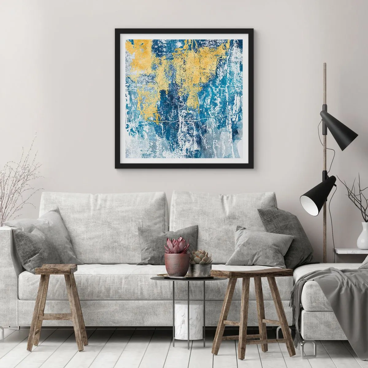 Poster in einem schwarzem Rahmen - Abstraktion voller Wetter - 40x40 cm
