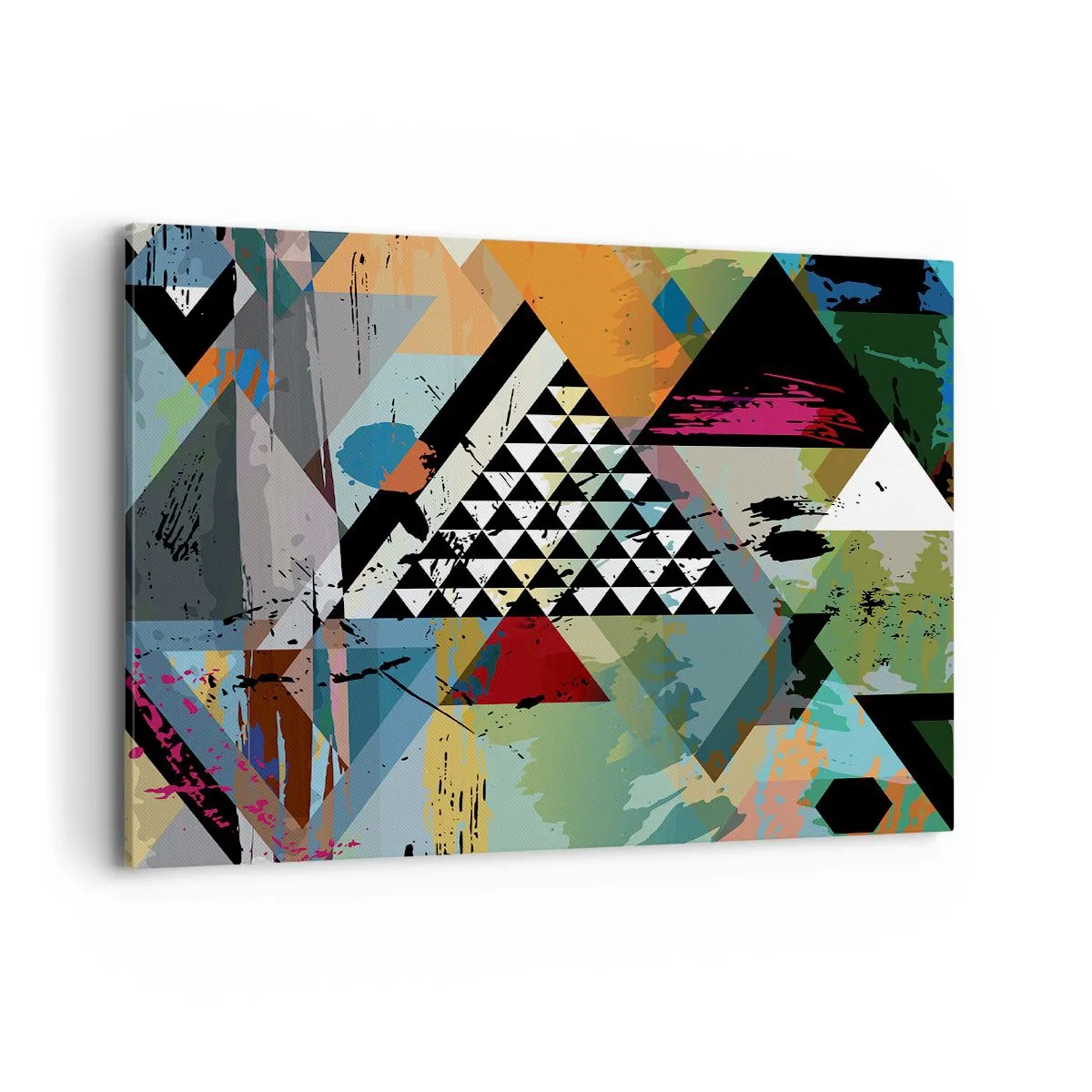 Bild auf Leinwand - Leinwandbild - Eine abstrakte Komposition aus geometrischen Formen und Farben. - 120x80cm - Wie einfach ist es - Moderne Wanddekoration für Wohnzimmer und Schlafzimmer ARTTOR