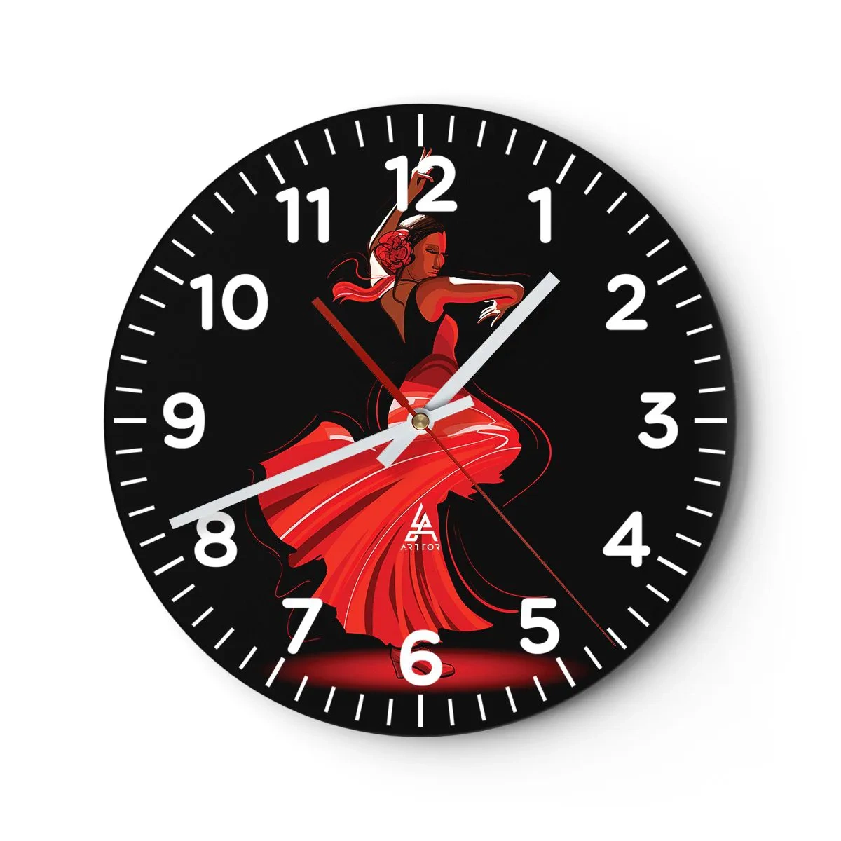 Wanduhr - Glasuhr - Der feurige Geist des Flamenco - 40x40 cm