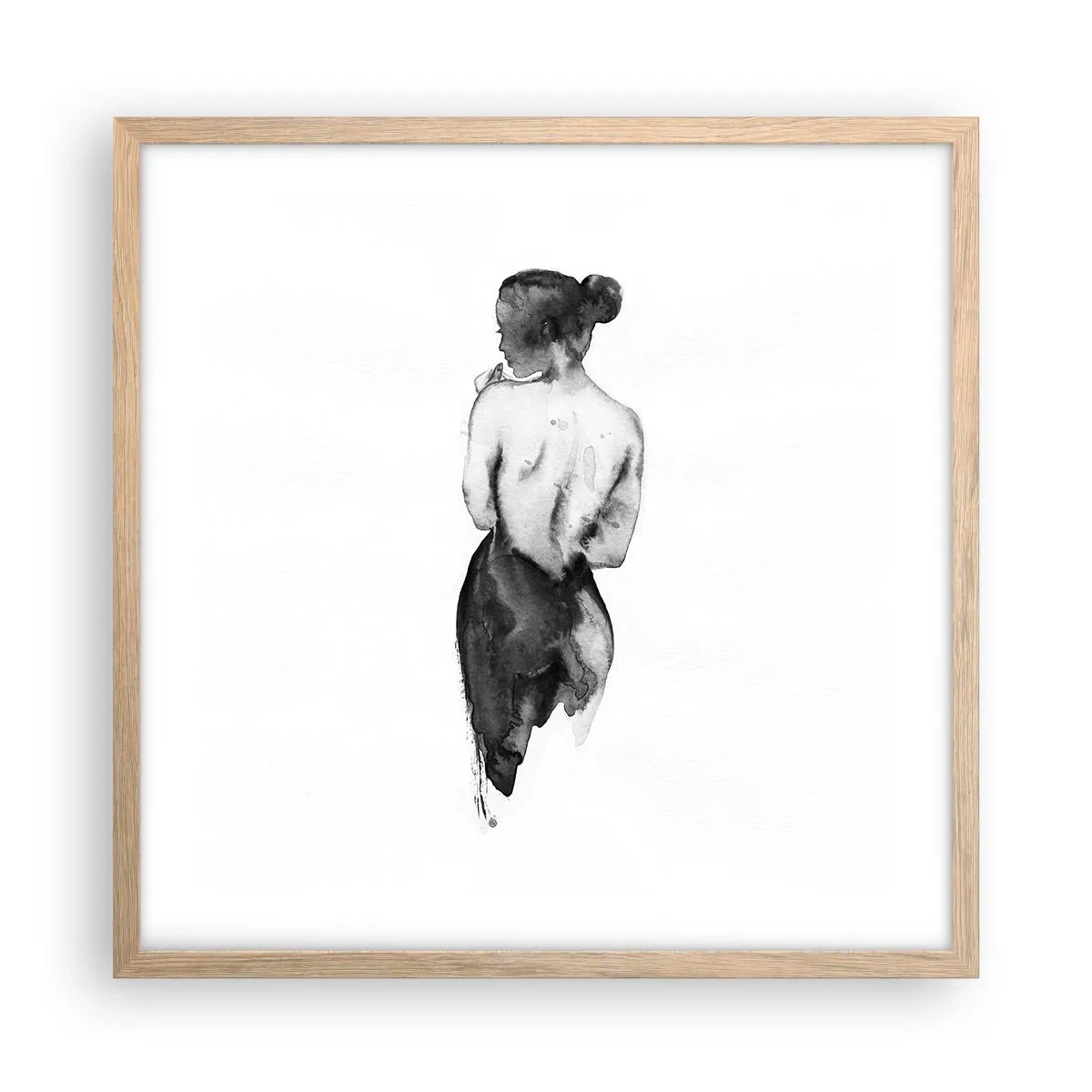 Poster in einem Rahmen aus heller Eiche - Bei ihr verschwindet die Welt - 50x50 cm