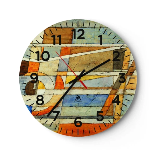 Wanduhr - Glasuhr - Kubismus auf der Baustelle - 30x30 cm