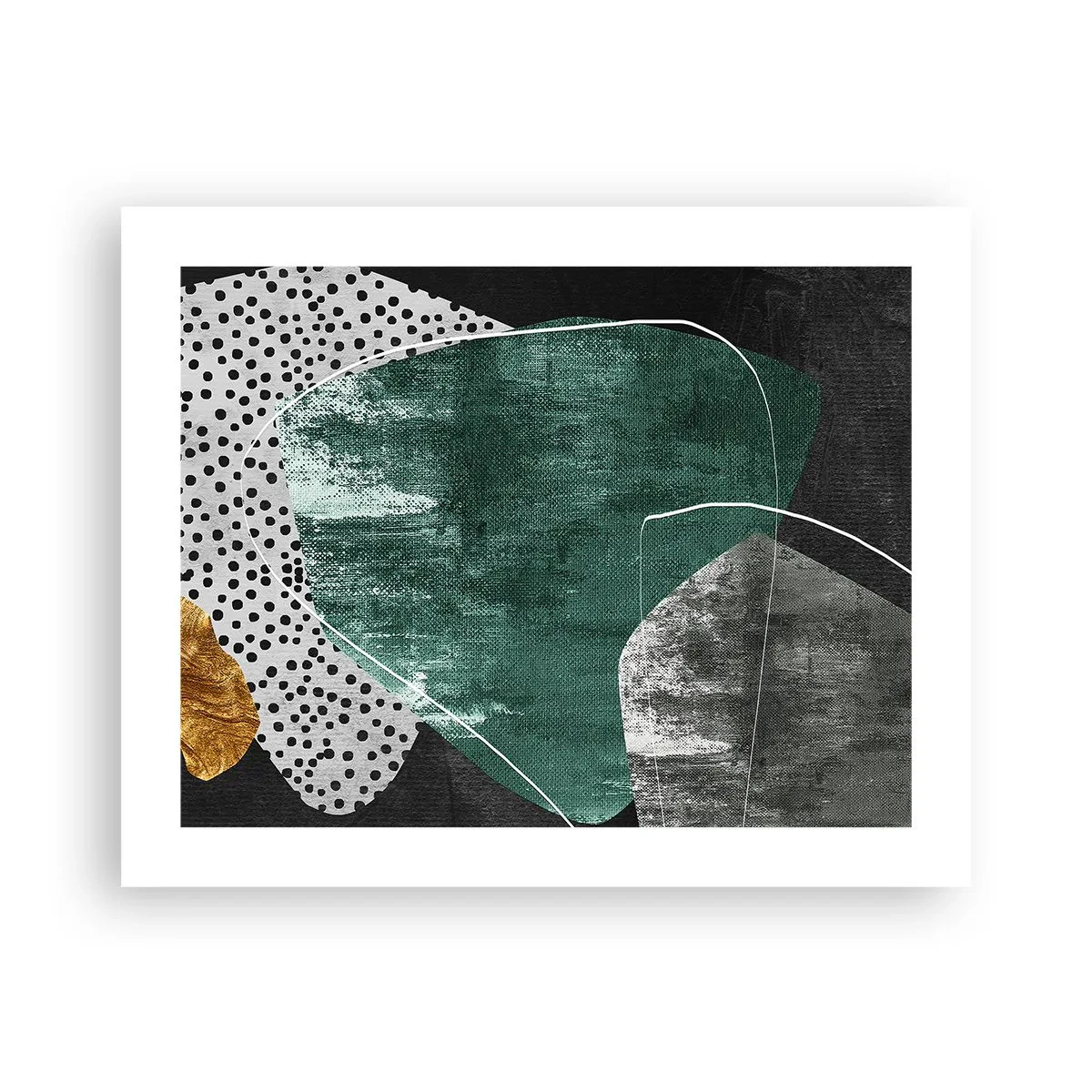 Poster - Bunte Abstraktion mit Blattgold - 50x40 cm