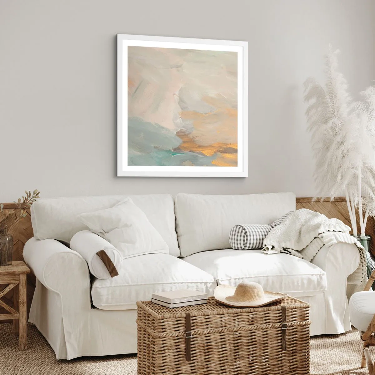 Poster in einem weißen Rahmen - Abstraktion – das Land der Sanftheit - 50x50 cm