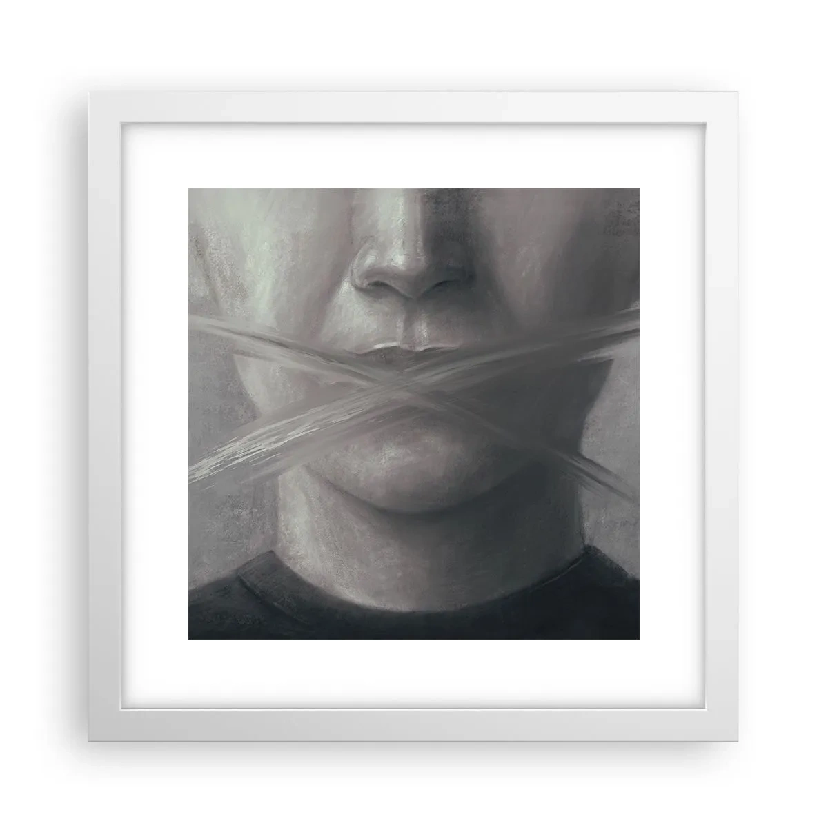 Poster in einem weißen Rahmen - Ohne ein Wort - 30x30 cm