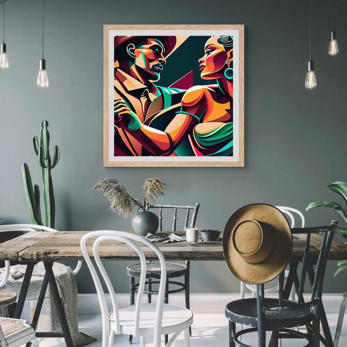 Poster in einem Rahmen aus heller Eiche - Im Rhythmus des Herzens - 60x60 cm