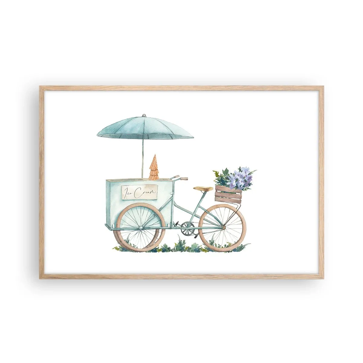 Poster in einem Rahmen aus heller Eiche - Süße Erinnerung an den Sommer - 91x61 cm