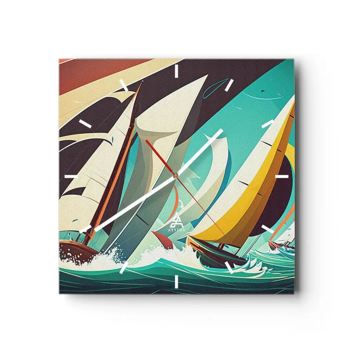 Wanduhr - Glasuhr - Viel Glück mit den Elementen - 40x40 cm