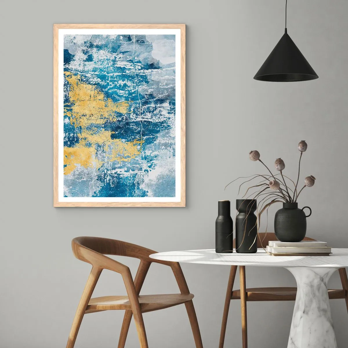Poster in einem Rahmen aus heller Eiche - Abstraktion voller Wetter - 70x100 cm