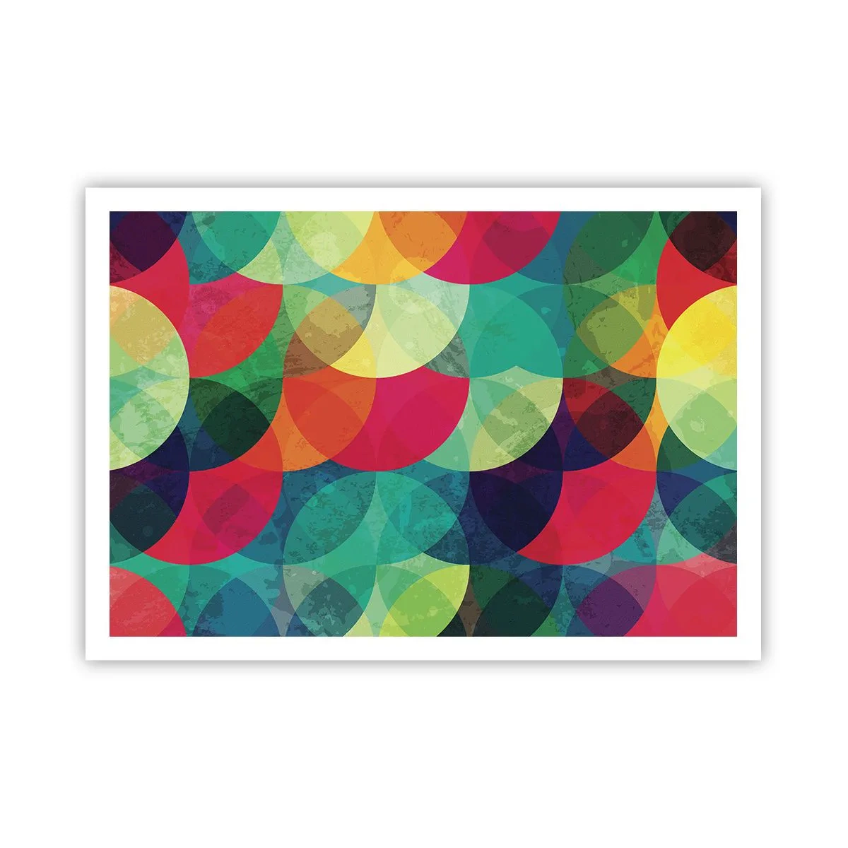 Poster - Bunte geometrische Muster aus Kreisen und Halbkreisen - 100x70cm - Aufstieg zum Regenbogen - Moderne Wanddekoration für Wohnzimmer und Schlafzimmer ARTTOR