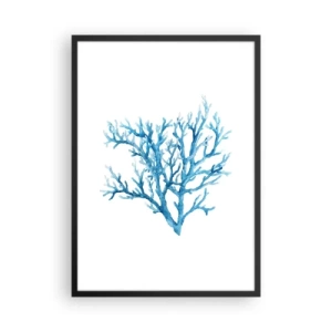 Poster in einem schwarzem Rahmen - Blaue Koralle im Aquarellstil auf weißem Hintergrund - 50x70cm - Nautisches Filigran - Moderne Wanddekoration für Wohnzimmer und Schlafzimmer ARTTOR