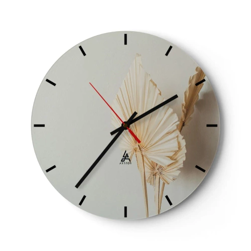 Wanduhr - Glasuhr - Getrocknete Palmblätter auf beigem Hintergrund im Boho-Stil - 30x30cm - Wenn Sie Erleichterung brauchen - Moderne Wanddekoration für Wohnzimmer, Küche und Schlafzimmer ARTTOR