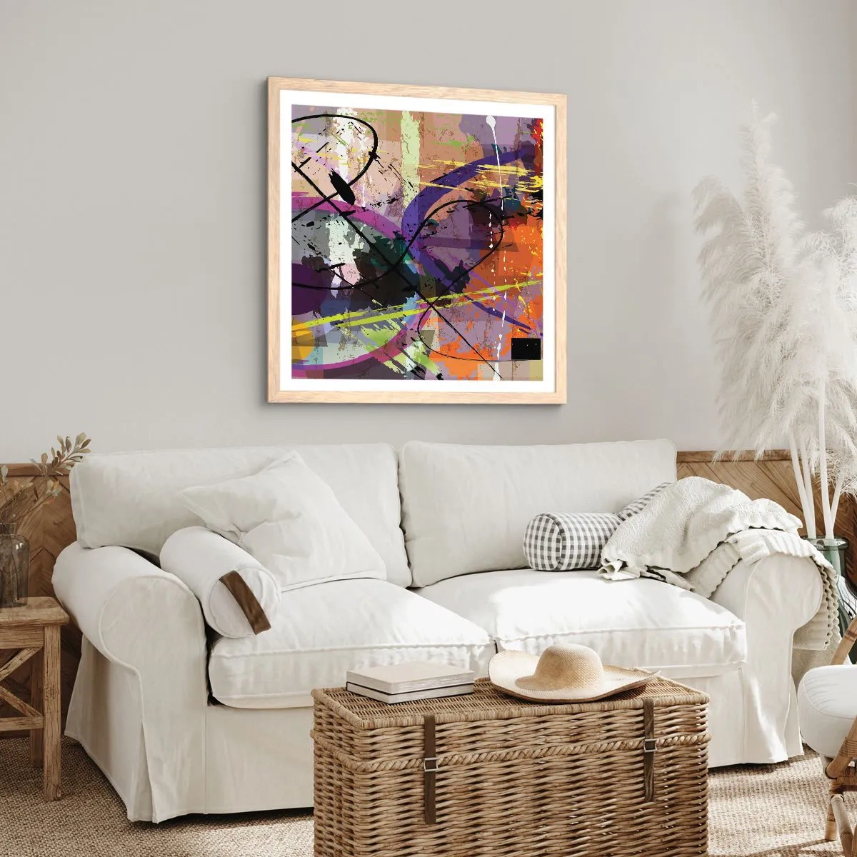 Poster in einem Rahmen aus heller Eiche - Du kannst geradeaus oder umhergehen - 60x60 cm