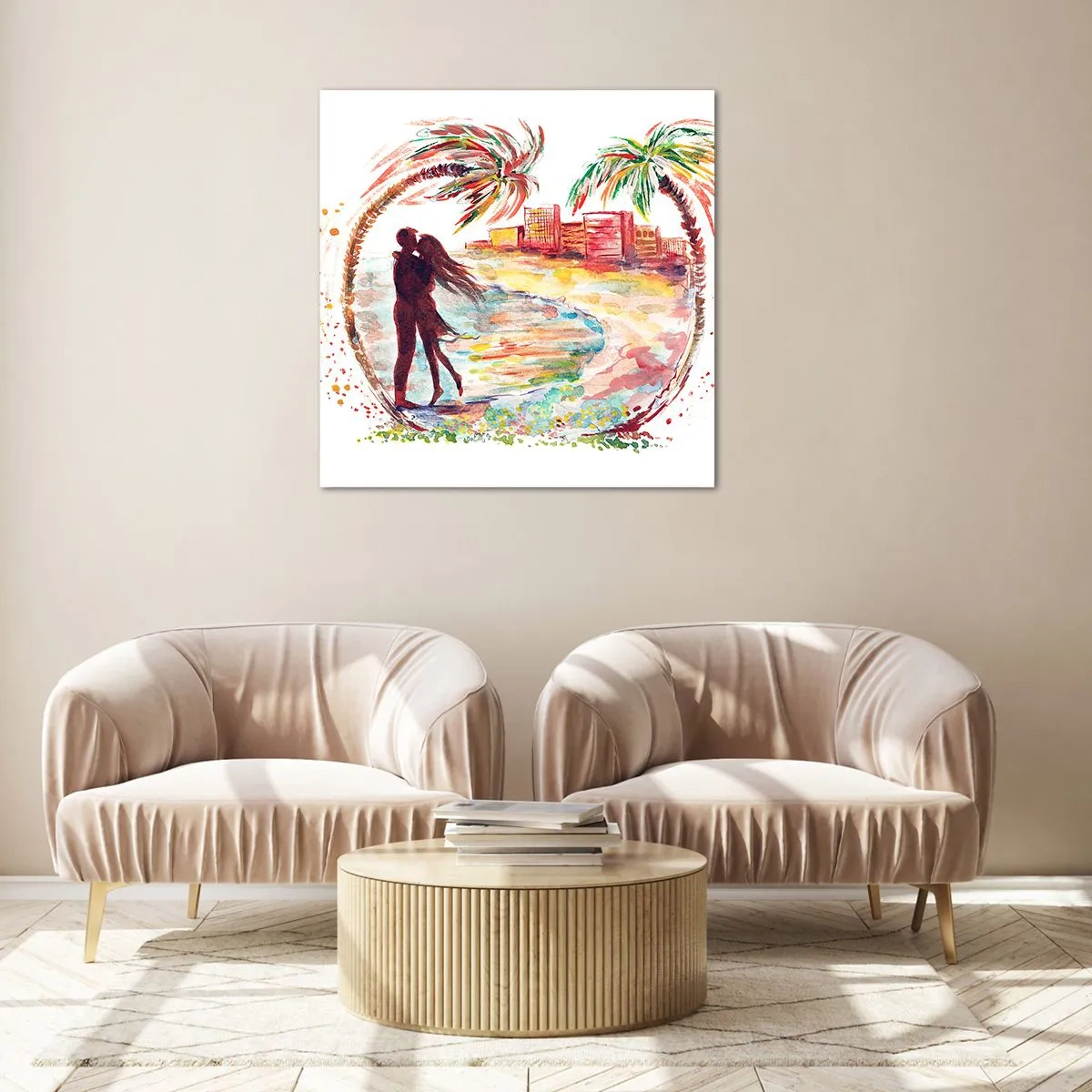 Glasbild - Bild auf glas - Romantischer Urlaub - 60x60 cm