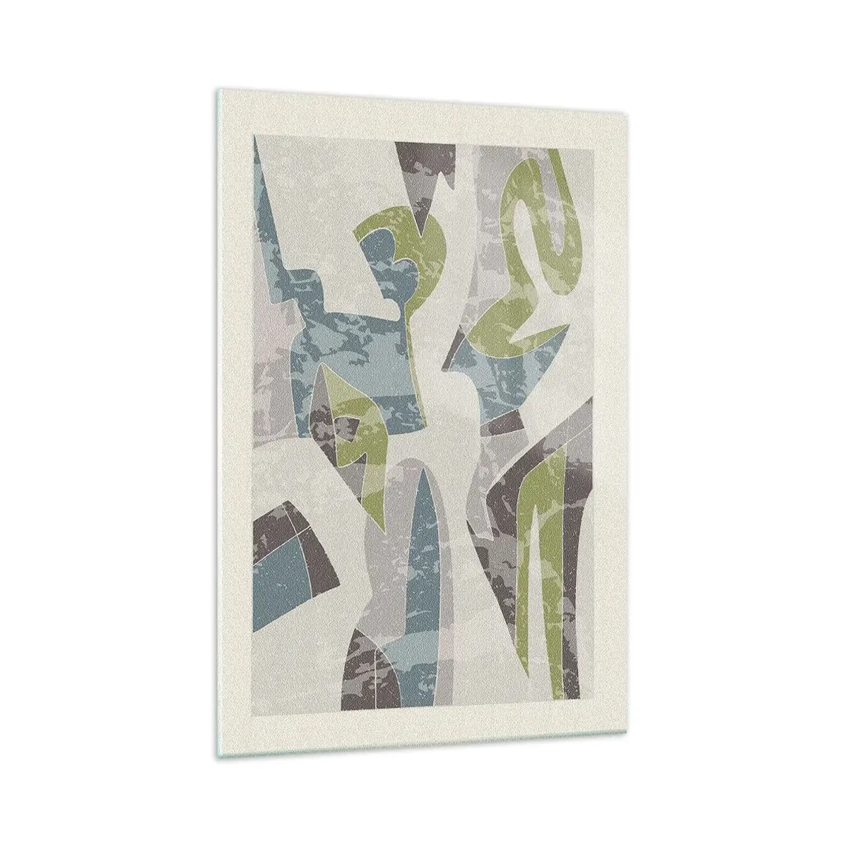 Glasbild - Bild auf glas - Abstrakte Formen in Grün und Blau auf hellem Hintergrund - 70x100cm - Komposition hinter dem Glas - Moderne Wanddekoration für Wohnzimmer und Schlafzimmer ARTTOR