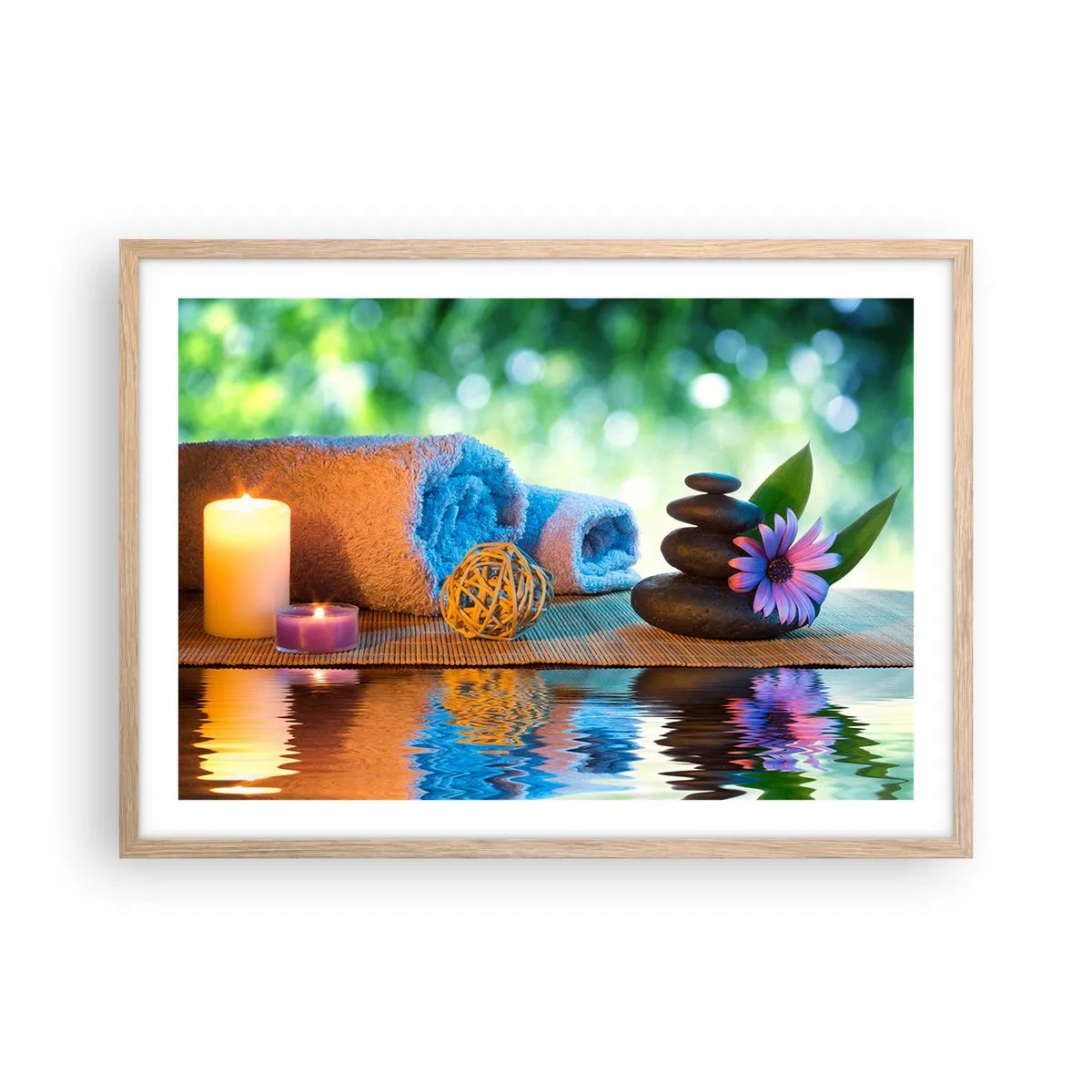 Poster in einem Rahmen aus heller Eiche - Zeit für den Körper - 70x50 cm