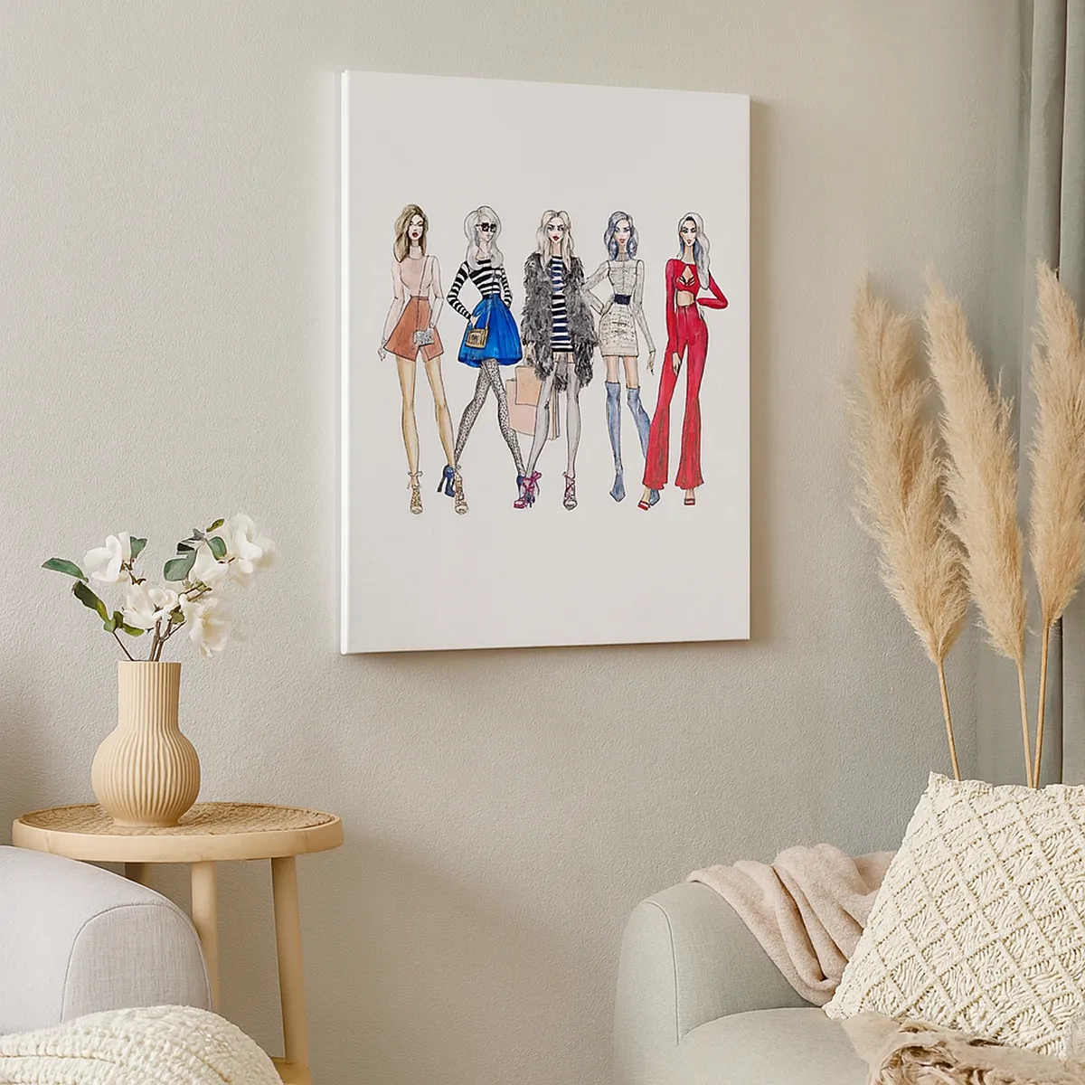 Bild auf Leinwand - Leinwandbild - Stilvolle Illustrationen von Modesilhouetten - 50x70cm - Jede Woche Fashion Week - Moderne Wanddekoration für Wohnzimmer und Schlafzimmer ARTTOR