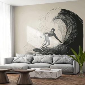 Selbstklebende Fototapete Deluxe Sticker - König der Welle - Welle, Surfen, Sport - 250x175 cm