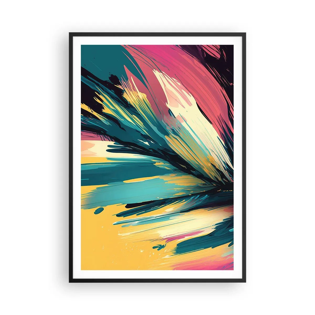 Poster in einem schwarzem Rahmen - Komposition – eine Explosion der Freude - 70x100 cm