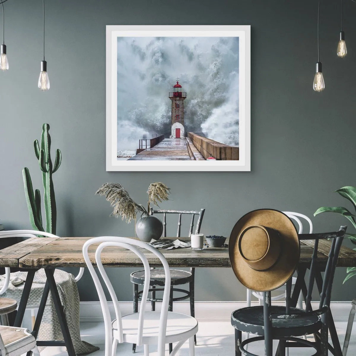 Poster in einem weißen Rahmen - Das Rauschen des Wassers, der Lärm wird wehen - 60x60 cm