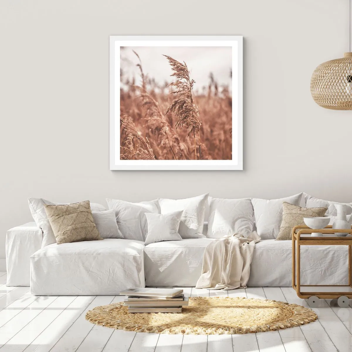 Poster in einem weißen Rahmen - Auf den Feldern ist es schon Herbst - 30x30 cm