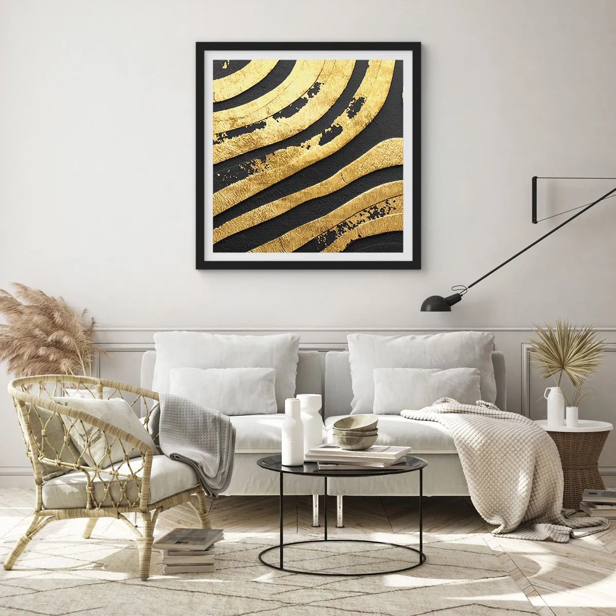 Poster in einem schwarzem Rahmen - Alles fließt - 60x60 cm