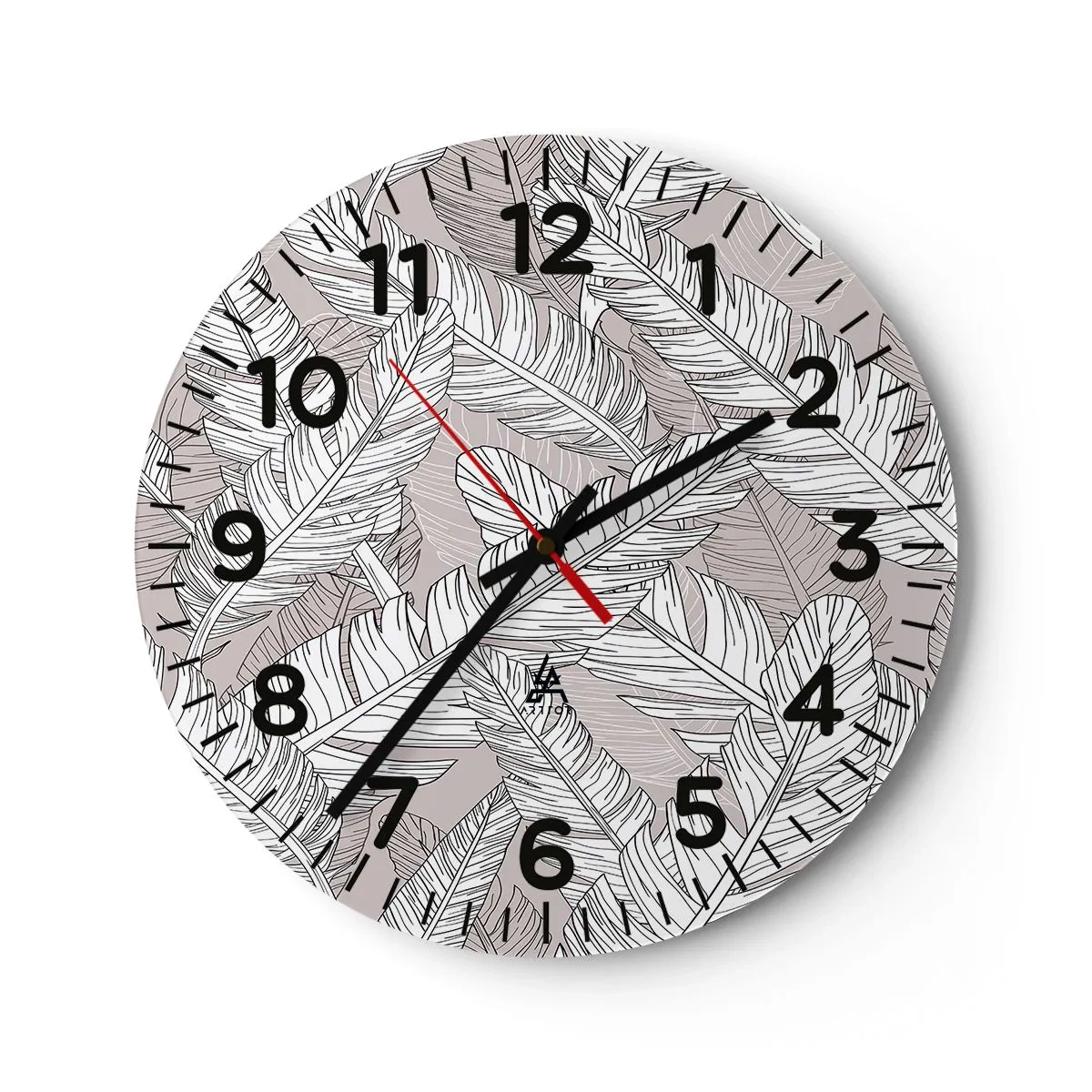 Wanduhr - Glasuhr - Ein Federwirbel - 30x30 cm