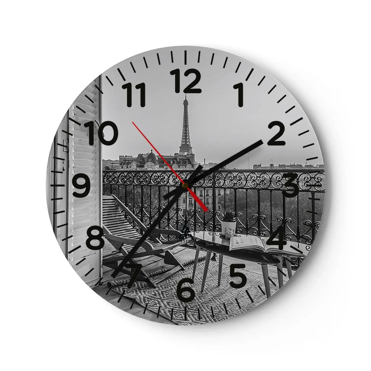 Wanduhr - Glasuhr - Pariser Nachmittag - 40x40 cm