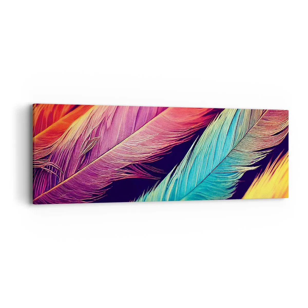 Bild auf Leinwand - Leinwandbild - Gefiederter Regenbogen - 90x30 cm