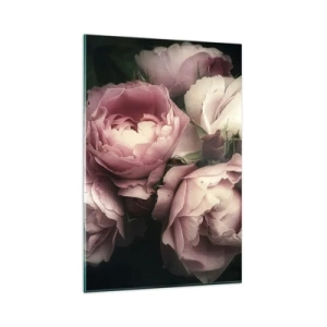 Glasbild - Bild auf glas - Ein Strauß Rosen in zarten Rosa- und Weißtönen - 80x120cm - Der Charme der Belle Epoque - Moderne Wanddekoration für Wohnzimmer und Schlafzimmer ARTTOR