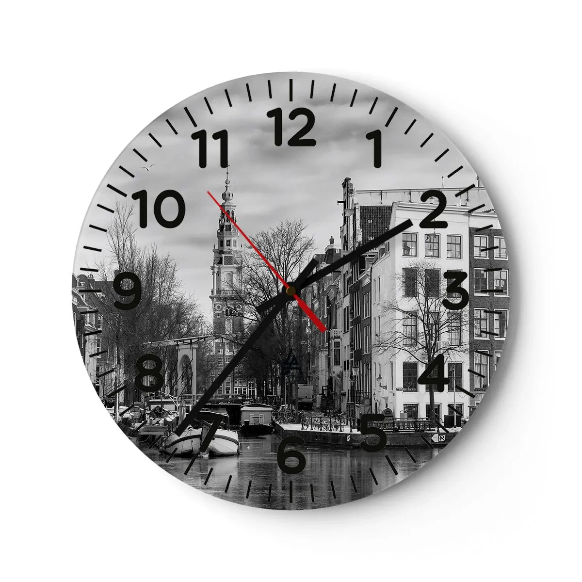 Wanduhr - Glasuhr - Amsterdamer Atmosphäre - 30x30 cm