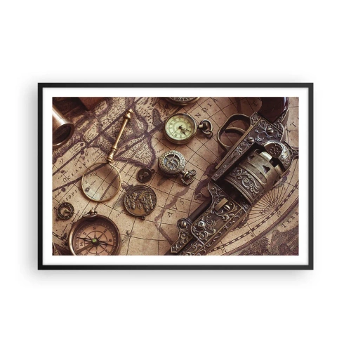 Poster in einem schwarzem Rahmen - Das Abenteuer ruft - 91x61 cm