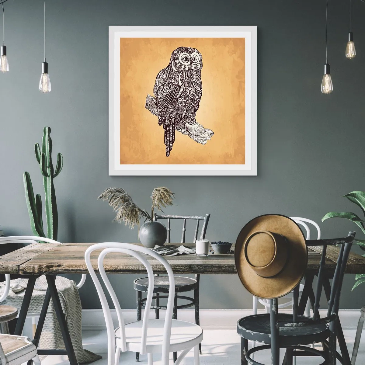 Poster in einem weißen Rahmen - Kunstvolle Ornamente der Weisheit - 60x60 cm