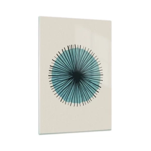 Glasbild - Bild auf glas - Abstrakte Kreisform mit blauen Strahlen - 70x100cm - Strahlend im Blau - Moderne Wanddekoration für Wohnzimmer und Schlafzimmer ARTTOR