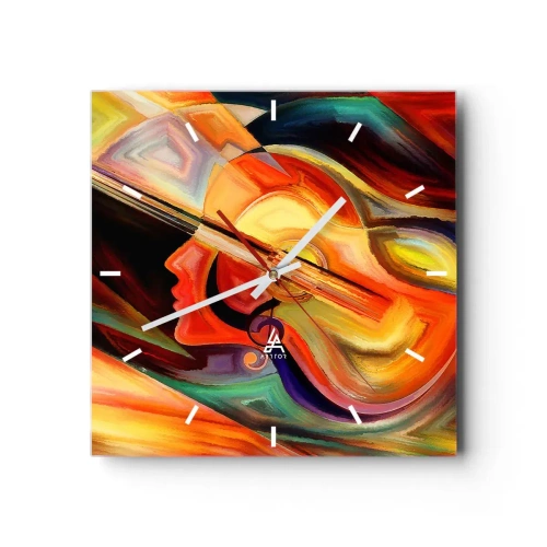 Wanduhr - Glasuhr - Bunte Abstraktion, inspiriert von Musik und Gitarre - 30x30cm - Alles ist gut - Moderne Wanddekoration für Wohnzimmer und Schlafzimmer ARTTOR
