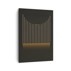 Bild auf Leinwand - Leinwandbild - Geometrisches Muster mit Streifen auf dunklem Hintergrund - 50x70cm - Die Dunkelheit erkunden - Moderne Wanddekoration für Wohnzimmer und Schlafzimmer ARTTOR