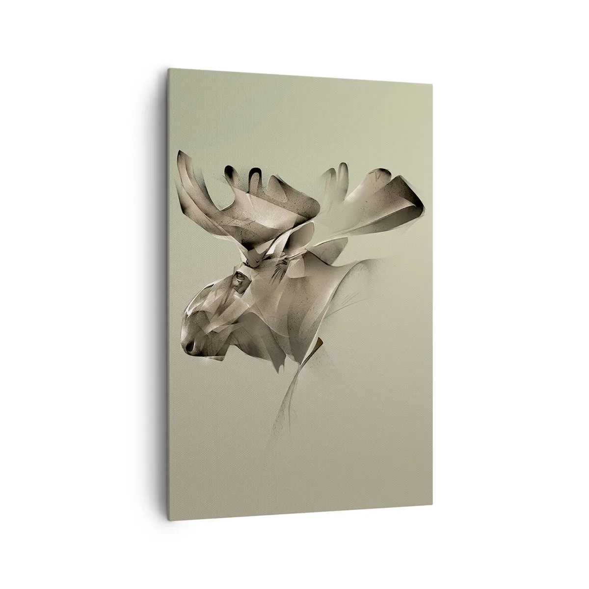 Bild auf Leinwand - Leinwandbild - Ein abstraktes Bild eines Elches auf einem minimalistischen Hintergrund - 80x120cm - Die sanfte Kraft des Friedens - Moderne Wanddekoration für Wohnzimmer und Schlafzimmer ARTTOR