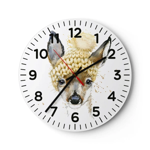 Wanduhr - Glasuhr - Für den Winter im verschneiten Wald - 40x40 cm
